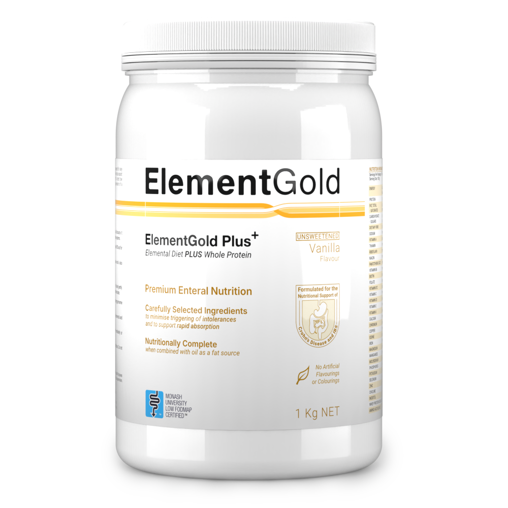 1kg Tub of ElementGold Plus Unsweetened Vanilla Flavour